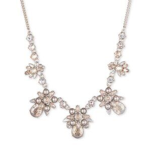 $150 Givenchy gold tone colored crystal & imitation Pearl necklace, New with Tag